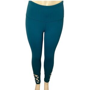 YOGALICIOUS Teal Crisscross Leggings Athleisure Workout Yoga Pants Size S
